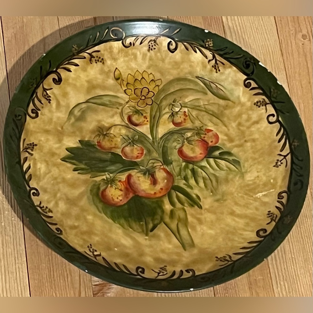 Hand-Painted Look, Fruit Decorative Plate, Peachy Plates, 10 1/2”